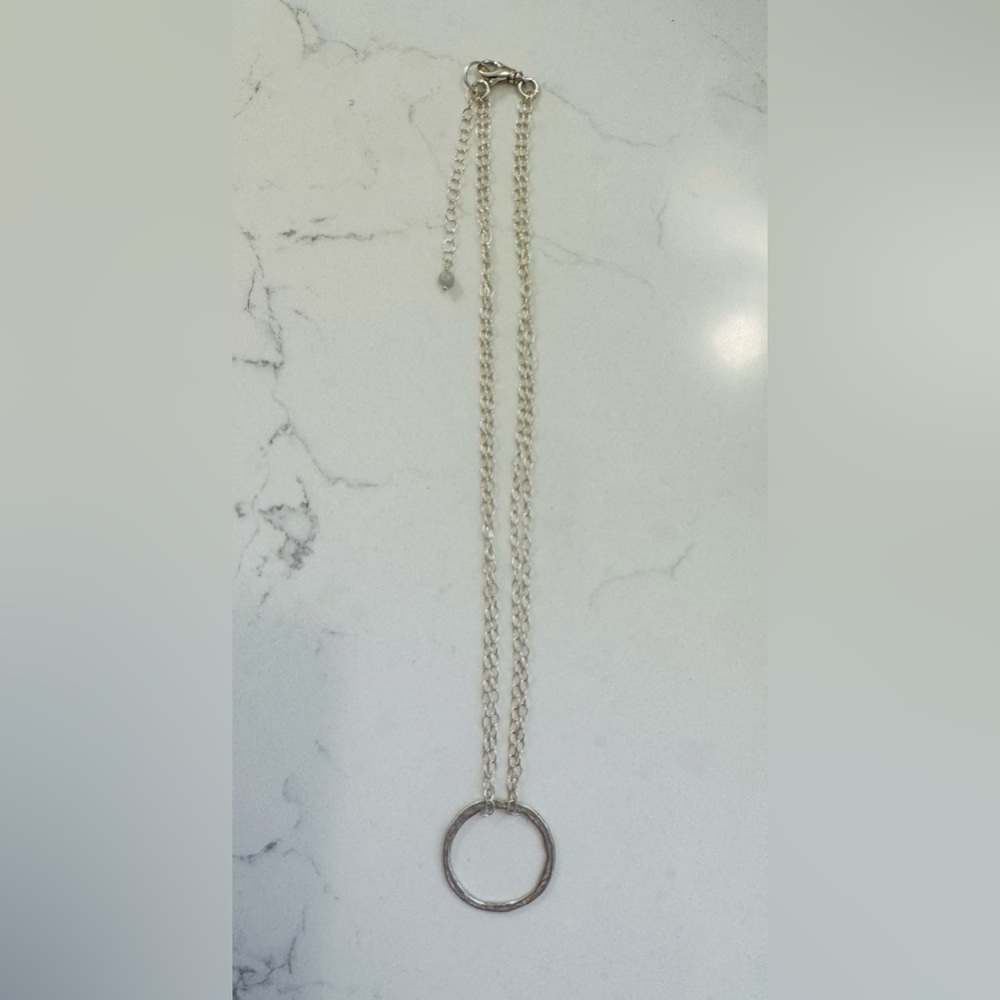 Sterling Silver 16” (to 18”) Double Chain Necklace with 1” Round Pendant